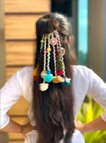 Handcrafted Multi-Color Shell & Mirror-Work Boho Hair Paranda - Image 3