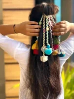 Handcrafted Multi-Color Shell & Mirror-Work Boho Hair Paranda - Image 4