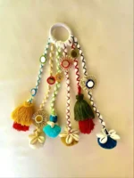 Handcrafted Multi-Color Shell & Mirror-Work Boho Hair Paranda - Image 2