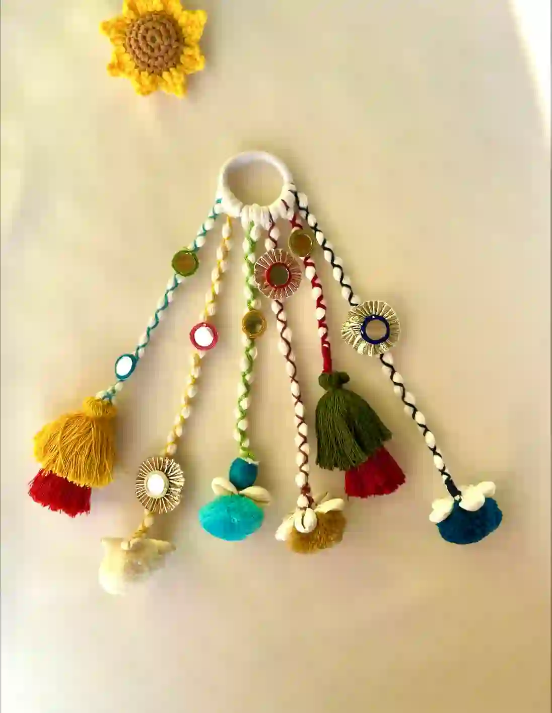 IMG_5048 (1) Handcrafted Multi-Color Shell & Mirror-Work Boho Hair Paranda - Image 1