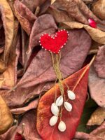 Red Crochet Heart & Shell Tassel Hair Clip - Image 2