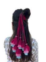Fuchsia Fusion Layered Tassel Hair Charm - Image 2