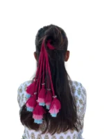 Fuchsia Fusion Layered Tassel Hair Charm - Image 3