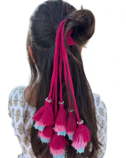 Fuchsia Fusion Layered Tassel Hair Charm