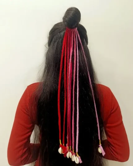 Boho Ombre Cowrie Shell Hair Tie – Hand-Braided Tassel Extension