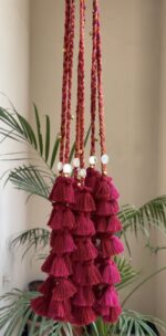 Ramayali’s Gulabi Gatha – maroon &  Pink Tassel Paranda - Image 2