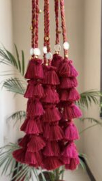 Ramayali’s Gulabi Gatha – maroon &  Pink Tassel Paranda - Image 5