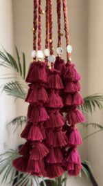 Ramayali’s Gulabi Gatha – maroon &  Pink Tassel Paranda - Image 8