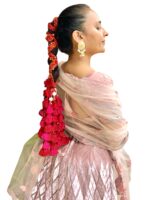 Ramayali’s Gulabi Gatha – maroon &  Pink Tassel Paranda - Image 7