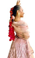 Ramayali’s Gulabi Gatha – maroon &  Pink Tassel Paranda - Image 4