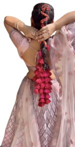 Ramayali’s Gulabi Gatha – maroon &  Pink Tassel Paranda - Image 6