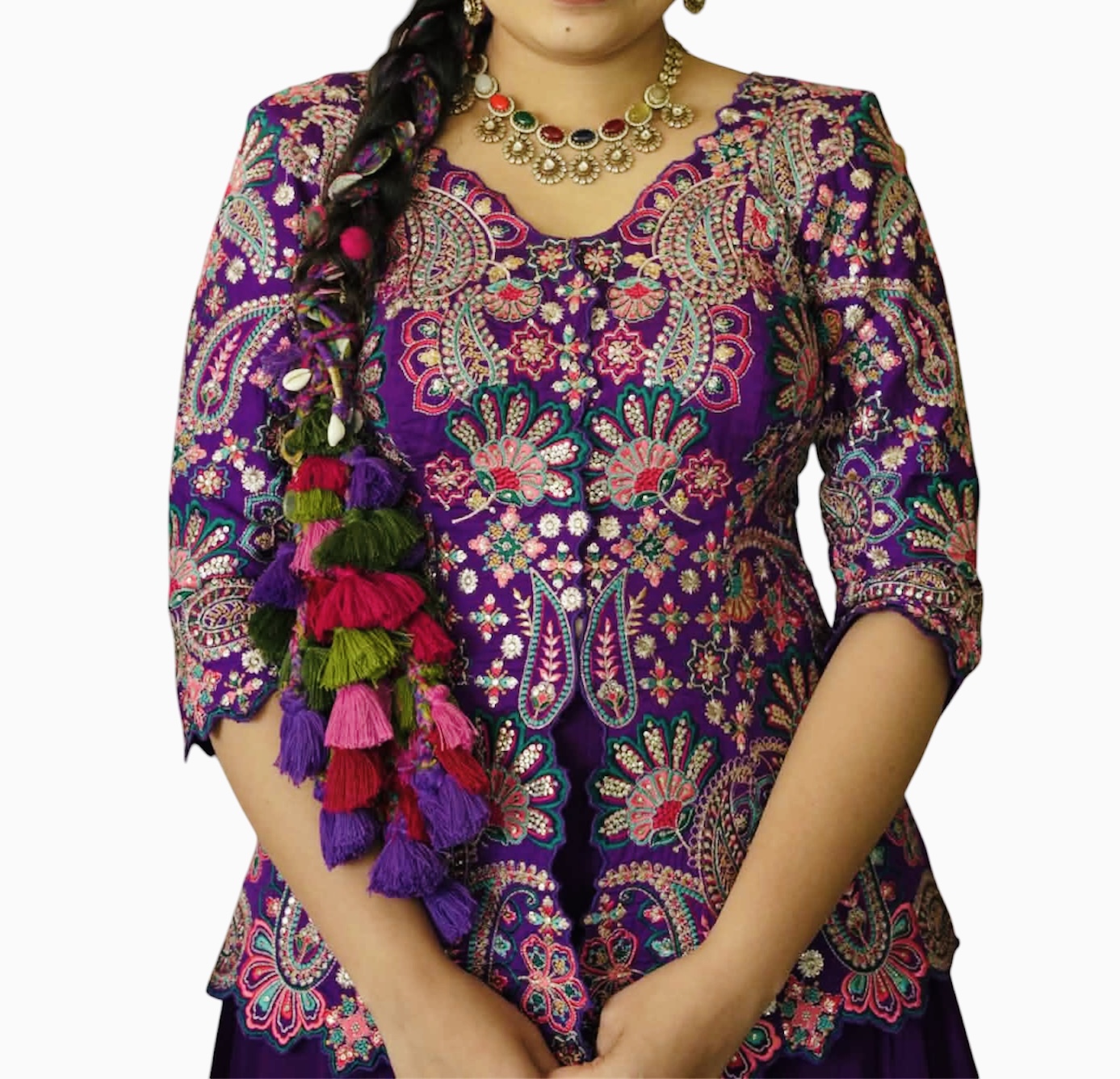 Photoroom_20261014_125116 Rajasthani Multi-Color Parandi for Hair - Mirror Work Tassel Choti Extension for Festival & Bridal Wear - Image 1