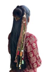 Bohemian Multi-Strand Thread Braid Accessory | Handmade Tribal Hair Wrap with Pearls, Shells & Ghungroo - Image 4